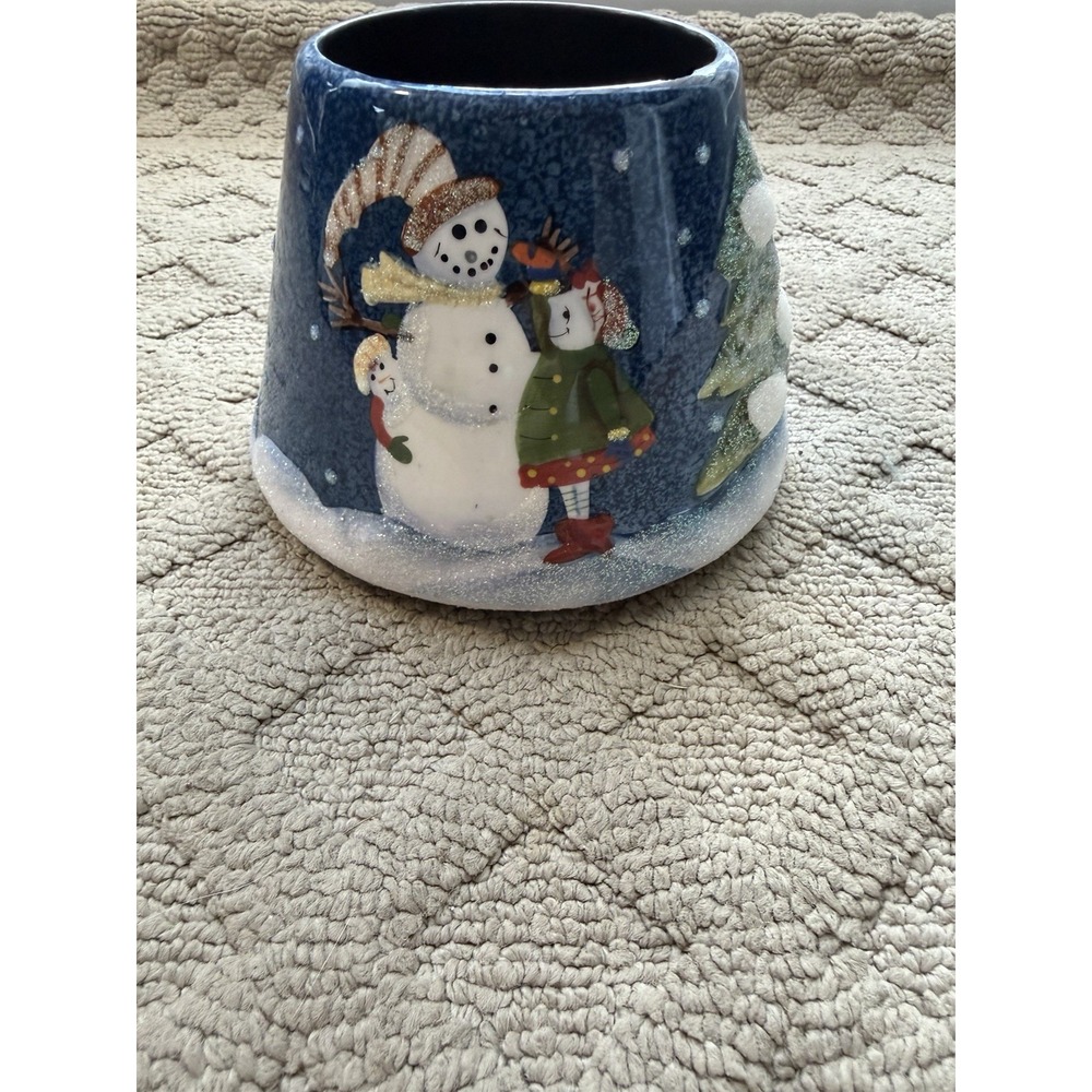 Home Interiors Christmas Snowman with Kids Jar Candle Shade